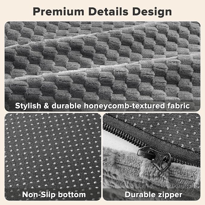 JOEJOY XL Orthopedic Dog Beds Large Sized Dog, Extra Large Washable Waterproof Oval Dog Bed with Removable Cover, Egg-Crate Foam Pet Bed with Bolster & Non-Skid Bottom, Dark Grey, 42''x32''