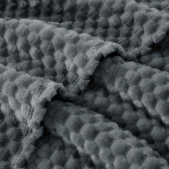 EXQ Home Gentle Soft Fleece Throw Blanket – Cozy Lightweight 3D Imitation Turtle Shell Jacquard Blanket for Couch Bed – All-Season Warm Fuzzy Flannel Blanket for Women Mom Gifts(50"x60",Charcoal Grey)