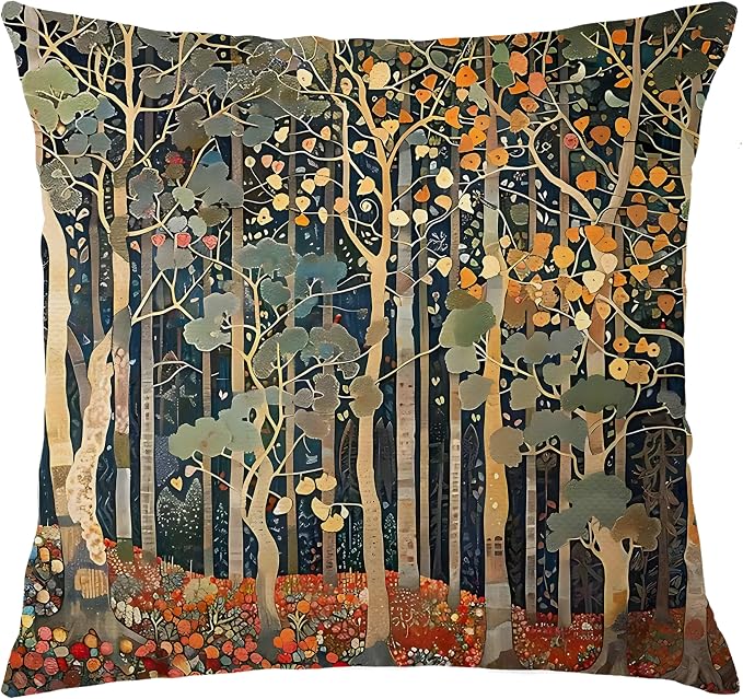 Rustic Autumn Forest Pillow Covers 20x20 Double-Sided, Fall Home Room Decor, Vintage Botanical Nature William Morris Inspired Decorative Throw Pillow Covers for Home Bedroom Living Room