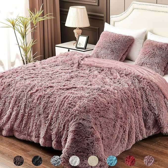 YUSOKI Long Faux Fur Twin Size Blanket, Pink, 60" x 80" | Ultra Soft, Lightweight for All Season Use, stays fluffy after repeated washes, Perfect Gifts, Machine Washable