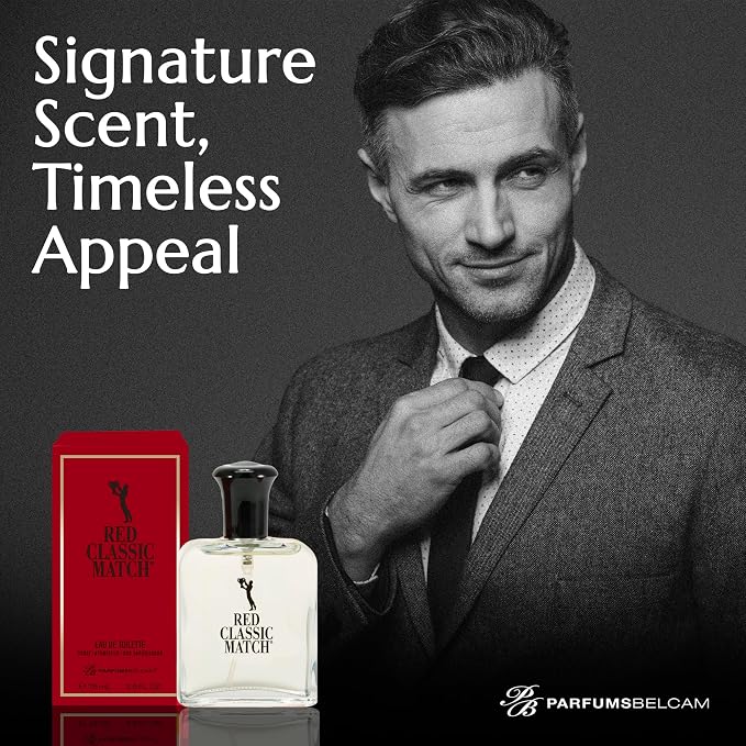 PB ParfumsBelcam Red Classic Match Eau de Toilette - Spicy Woody Amber Fragrance for Men, Long-Lasting Masculine Scent, Affordable Cologne Alternative, Signature Fragrance - 2.54 Fl Oz (Pack of 2)