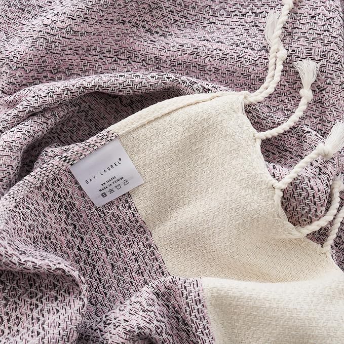 BAY LAUREL Turkish Hand Towel – Pack of 2 | Soft & Absorbent Decorative Towels for Bathroom, Hand, Face, Hair, Gym, Yoga, SPA, Kitchen & Tea | Boho Decor (Blush Pink, Diamond 15x26 Inches (Set of 2)
