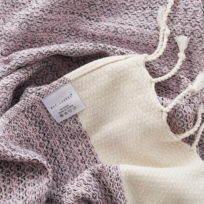 BAY LAUREL Turkish Hand Towel – Pack of 2 | Soft & Absorbent Decorative Towels for Bathroom, Hand, Face, Hair, Gym, Yoga, SPA, Kitchen & Tea | Boho Decor (Blush Pink, Diamond 16x40 Inches (Set of 2)