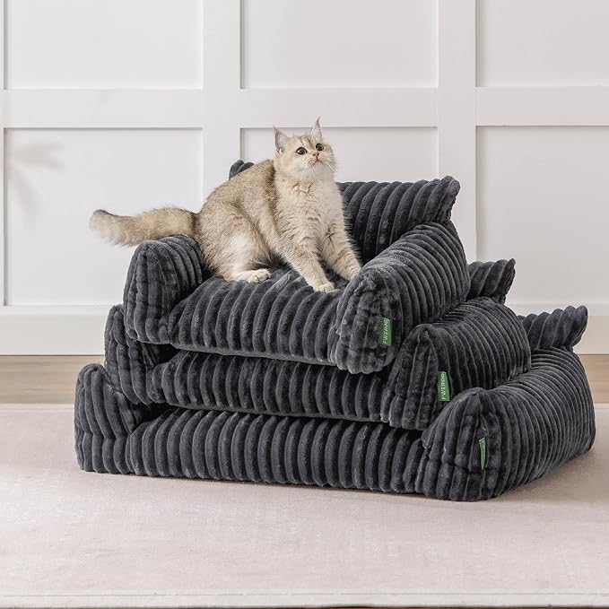 Cute Couch Bed for Pets, Supportive Cat Sofa for Indoor Cats, Large Dog Sofa Bed for Large Dogs, Grey, 36 inches
