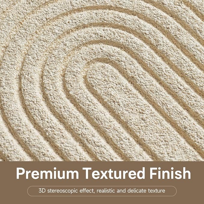 3D Textured Neutral Abstract Wall Art Decor with Shelf, Boho Beige and Brown Artwork for Walls, Modern Minimalist Wall Decor for Living Room, Hallway, Dining Room, Kitchen, Bedroom, Office 24x24 Inch