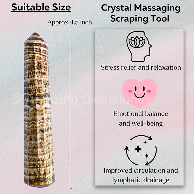 Amazing Gemstone Aragonite Crystal Wand Massage Stick - Pelvic Wand Gua Sha for Adults - Crystals and Healing Stones Massage Wands for Adults Gifts (Pointed)
