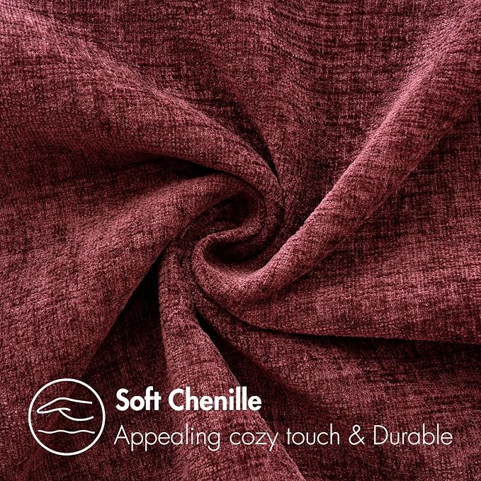 MIULEE Soft Chenille Throw Pillow Covers Burgundy 20x20 Inch Pack of 2 | Modern Home Decor, Classic Decorative Pillows, Solid Dyed Cases, Boho Couch Cushion Covers for Sofa Bed Living Room