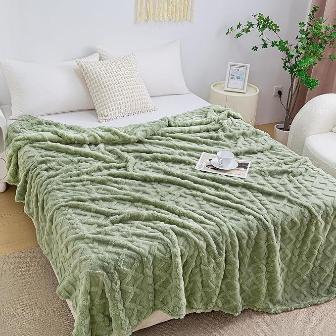 Aganear Fleece Throw Blanket for Couch Sofa 60"x80" Sage Green | Lightweight Fuzzy Throw,Warm Gift for Women,Christmas,Housewarming,Soft,Boho Design for Room Home Decor,All-Season Use