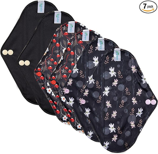 Leekalos Reusable Menstrual Pads - Bamboo Menstrual Cloth Pads | Light Incontinence Pads | Reusable Sanitary Pads - Pack of 6, 1 Cloth Mini Wet Bag