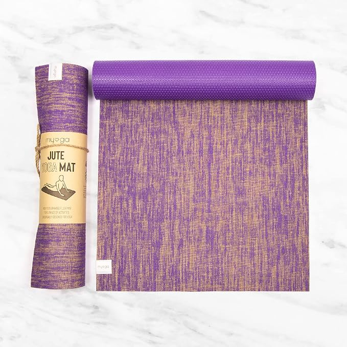 Myga Jute Yoga Mat, High Performance Vegan Floor Exercise Mat, Eco Friendly Biodegradable Yoga Mat with PVC Backing,72" x 24", 0.2" Thickness