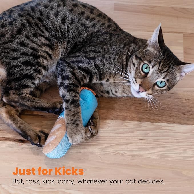 Catstages Loaf Kicker Interactive Cat Toy with Catnip & Dental Mesh, 6.5"