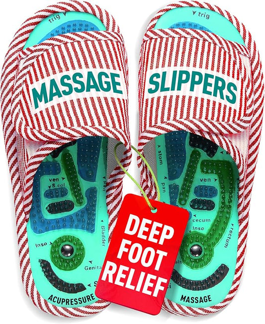 Acupressure Massage Slippers for Plantar Fasciitis & Neuropathy Relief – Shiatsu Reflexology Foot Massager Sandals with Magnetic Therapy, Acupuncture Point Map, for Men & Women