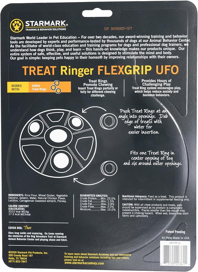 Starmark Treat Ring FlexGrip UFO Chew Toy For Large Dogs over 40 pounds