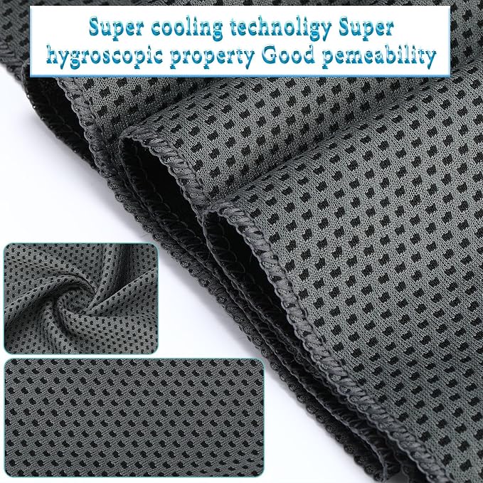 Honoson 10 Pcs Cooling Towels for Neck and Face, 47"x12" Sports Breathable Ice Towels Microfiber Chilly Sweat Rags with Portable Bottle for Gym Golf Athletes Yoga Workout Hot Weather (Dark Gray)