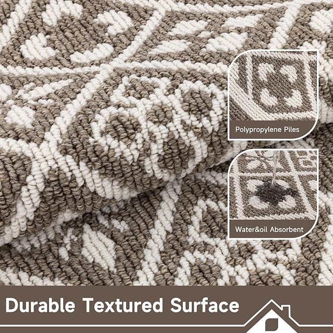 Ileading Hallway Runner Rug 2x6 ft,Washable Indoor Brown Carpet with Non Slip Rubber Backing,Low Pile Durable Kitchen Floor Mat for Laundry Entryway Door & High Traffic Areas