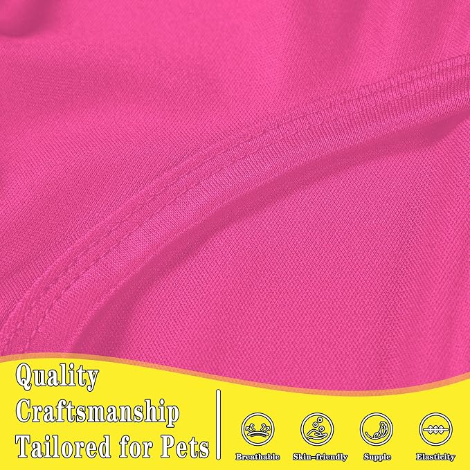 2 Pack Solid Color Dog Shirts - Lightweight, Quick Dry, Breathable Pet T-Shirts for Small to Large Dogs - Stretchy, Durable, Ideal for All Seasons and Holidays.Rose red&Yellow XS