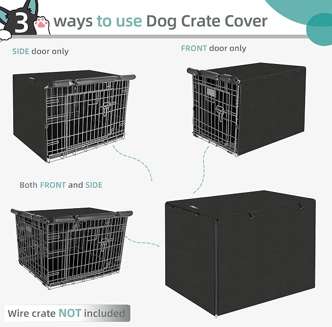 Seiyierr Dog Crate Cover, 36 Inch Dogs Kennel Covers for Medium and Large Puppy, Lightweight 600D Polyester Fabric,Machine Wash & Dry, Black