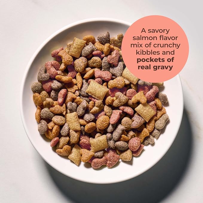 Meow Mix Gravy Bursts, Dry Cat Food, Savory Salmon Flavor, 3 lb. Bag