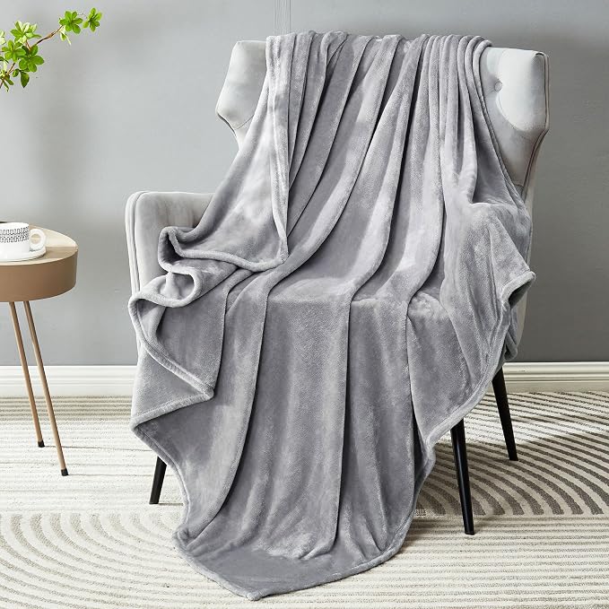 DREAMNINE Pack of 10 Soft Fuzzy Fleece Throw Blanket for Couch Sofa 50" x 60", Decorative Solid Lightweight Velvet Blankets for Chair, Cozy Accent Shaggy Plush Flannel Blanket for Bedroom, Grey