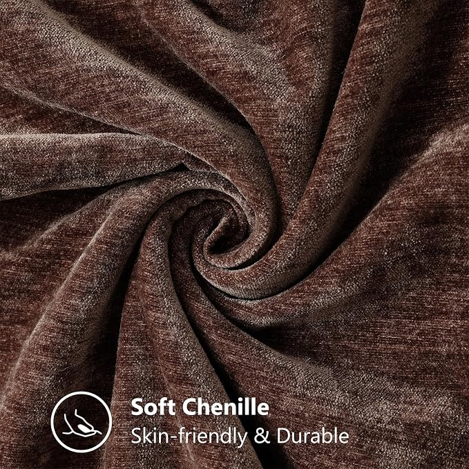 decorUhome Soft Chenille Throw Pillow Covers 12x20 Set of 2 Chocolate | Fall Textured Decorative Throw Pillow Cases Stitched Edge Modern Farmhouse Luxury Boho Velvet for Couch Sofa Bed Home Decor