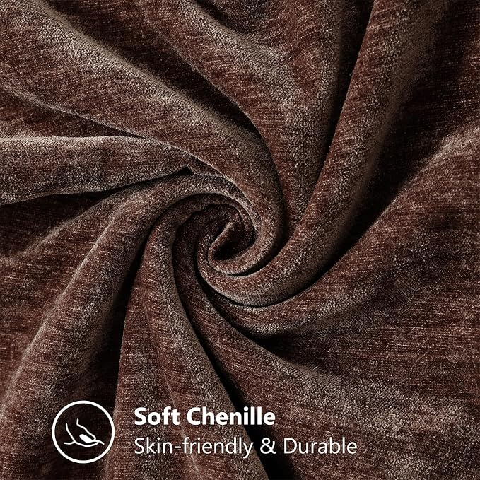 decorUhome Soft Chenille Throw Pillow Covers 18x18 Set of 2 Chocolate | Fall Textured Decorative Throw Pillow Cases Stitched Edge Modern Farmhouse Luxury Boho Velvet for Couch Sofa Bed Home Decor