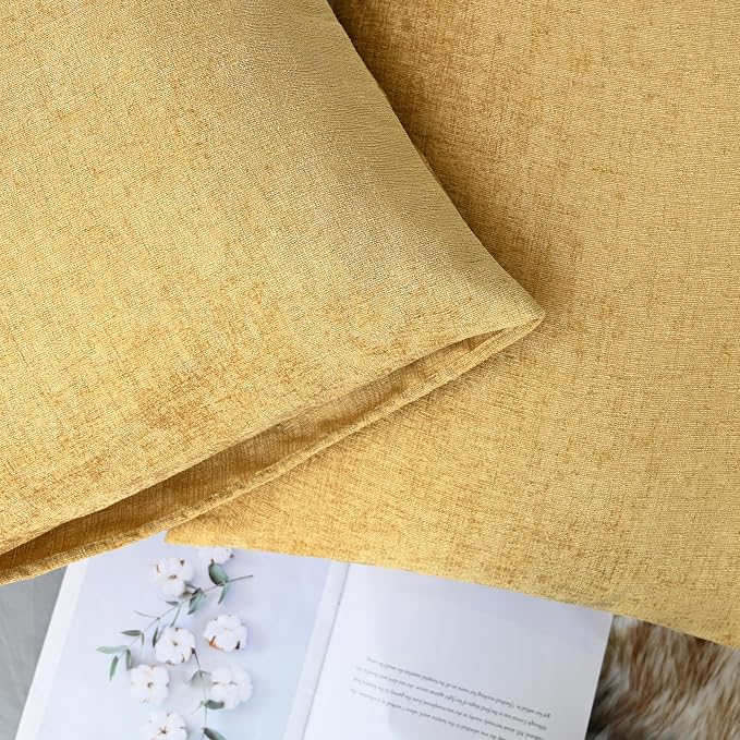 CaliTime Decorative Standard Throw Pillow Covers 26 X 20 Inches Gold | Pack of 2, Cozy Chenille Cushion Cases for Sofa Bed Living Room Farmhouse Home