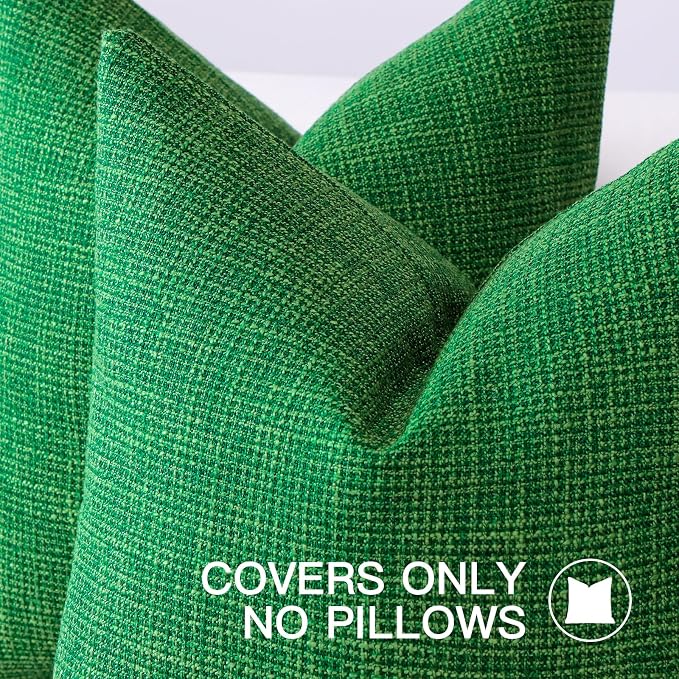 OTOSTAR Linen Throw Pillow Cover Set of 1 Decorative Square Pillowcases Cushion Covers 24x24 Inch for Home Decor Sofa Bedroom Car 60 x 60CM Christmas Green