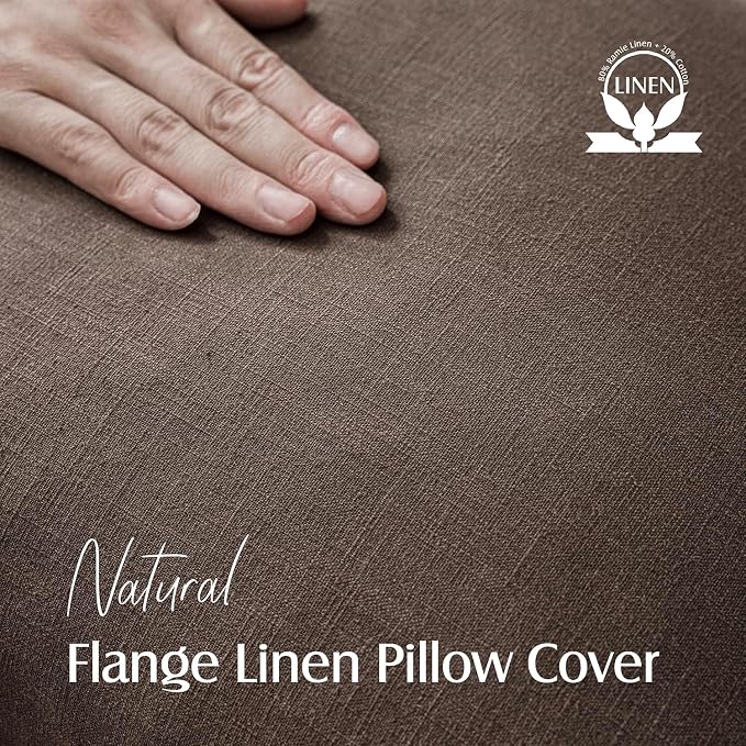 Foindtower Pack of 2, Decorative Linen Solid Throw Pillow Covers Soft Accent Cushion Case Boho Farmhouse Neutral Pillowcase for Couch Sofa Bedroom Living Room Home Decor 20 x 20 Inch Reddish Brown