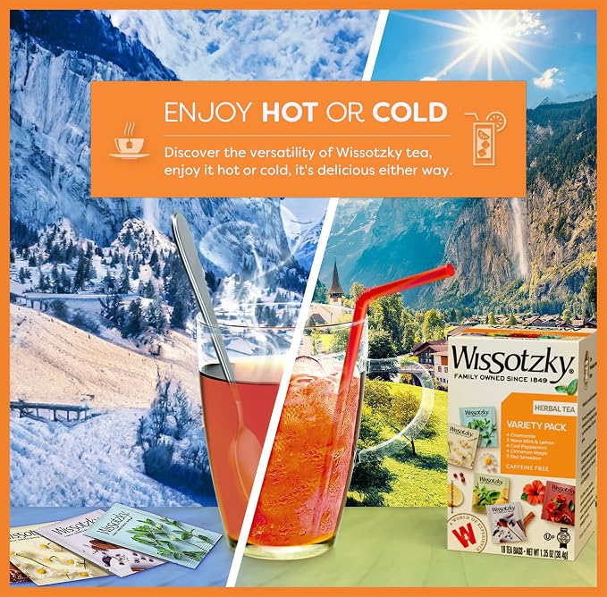 Wissotzky Herbal Variety Pack Tea Assortment, 18 Tea Bags | Caffeine Free | Herbal Tea Sampler