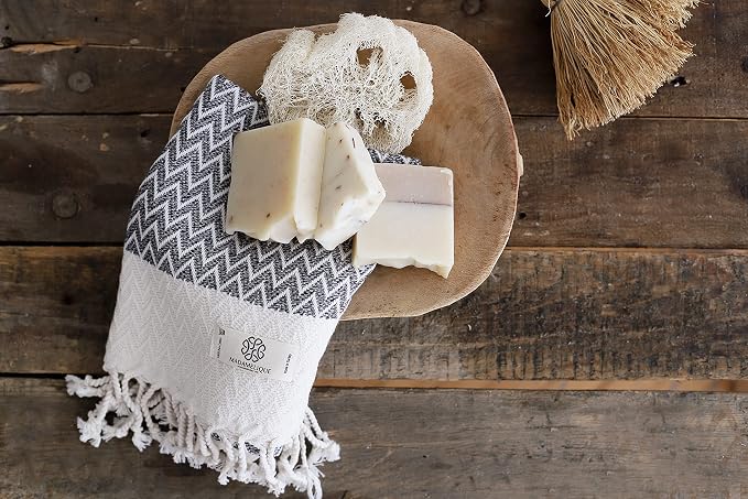 Madamelique Exclusive Hand Towels Set of 2-18 x 40 Inches - Decorative Bathroom Peshtemal Towel for Hand, Face, Hair, Yoga, Tea, Dishcloth, Kitchen and Bath - 100% Pure Cotton (Vintage Gray)