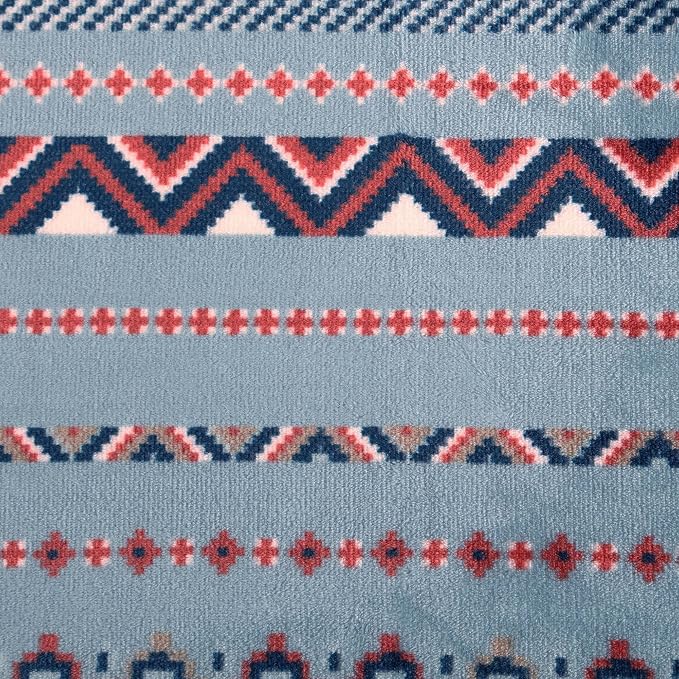 Wrangler - Blanket, Super Soft Plush Bedding, Yellowstone Inspired Throw Blanket for Couch or Bed (Diamond Trail Light Blue, 50" x 70")