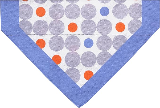 Blueberry Pet Unisex Polka Dots Chilling Summer Blue Cotton Blend Neckerchief Scarf Bandana Adjustable Dog Collar, Medium, Neck 14.5"-20"