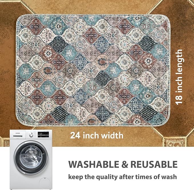 nunubaby Washable Pee Pads for Dogs, Stylish, Non-Slip and Leak-Proof Pee Pads. Reusable Potty Pads for Dogs for Crates and Floors.(Dark Red/Multi,18" x24" )