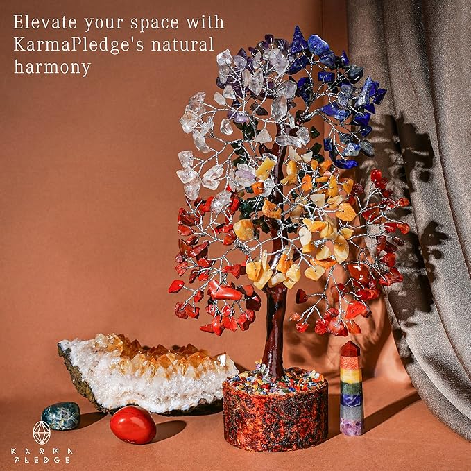 7 Chakra Tree of Life for Manifestation Handmade Home Office Decor Healing Crystal Tree for Money, Good Luck, Anniversary Gifts for Her, Unique Birthday Gifts for Women, Men, Friends, Mom & Dad