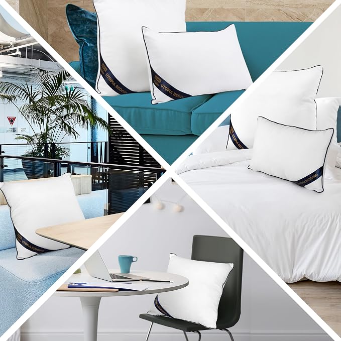 Utopia Bedding 26x26 Throw Pillow Inserts, Decorative Pillows, Pack of 2 | Piping Throw Pillows, Plush & Supportive, Aesthetic Cushion Sham Stuffer for Sofa, Office, Couch & Bed, Set of 2, White