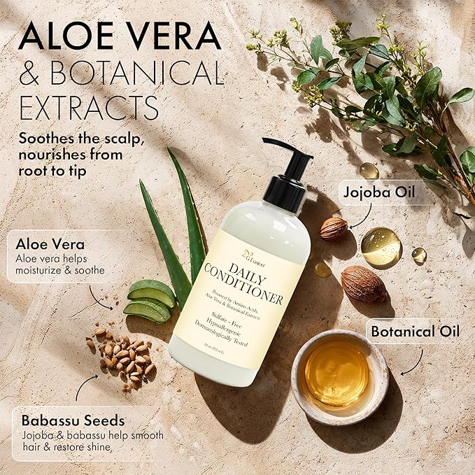 All Natural Daily Conditioner – Sulfate-Free Moisturizing Hair Conditioner with Amino Acids, Aloe Vera & Botanical Extracts – Lightweight Clean Beauty Formula for Smooth, Healthy Hair
