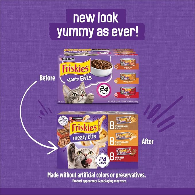 Friskies Purina Meaty Bits Cat Food Variety Pack, 24 Pack 5.5 oz Cans