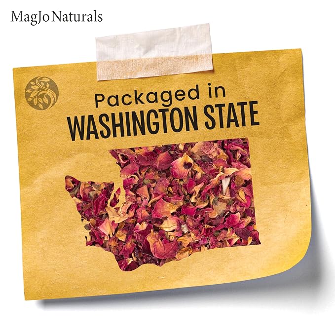MagJo Naturals Red Rose Petals, Dried, Culinary Grade A, Harvested from Faiyum Oasis in Egypt (4 oz)