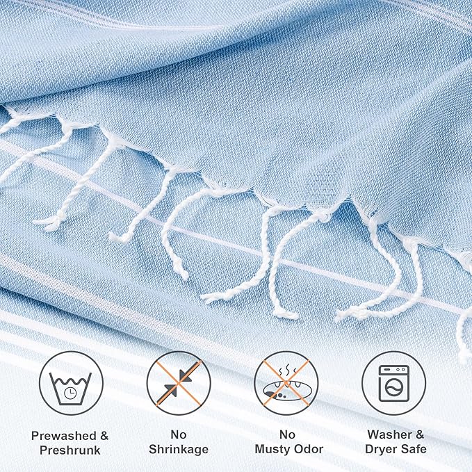 Aegero 2 Packs Turkish Beach Towel, 36"x71" Quick Dry Sand Free Oversized Bath Pool Swim Towel, Lightweight Travel Turkish Towels Vacation Essentials