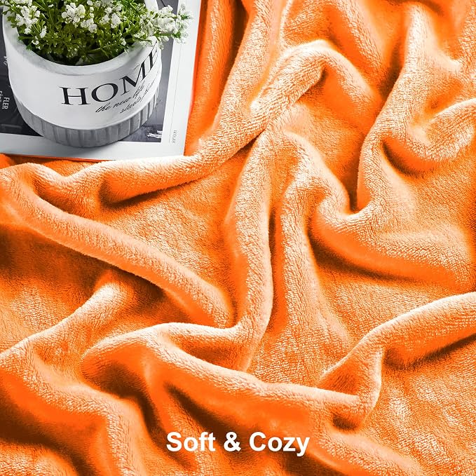 DREAMNINE Super Large Soft Fall Fluffy Fleece Bed Blanket King Size 90" x 108", Luxury Decorative Fuzzy Halloween Blanket for Bedroom,Big Cozy Shaggy Warm Flannel Blankets for Winter Autumn Pet,Orange