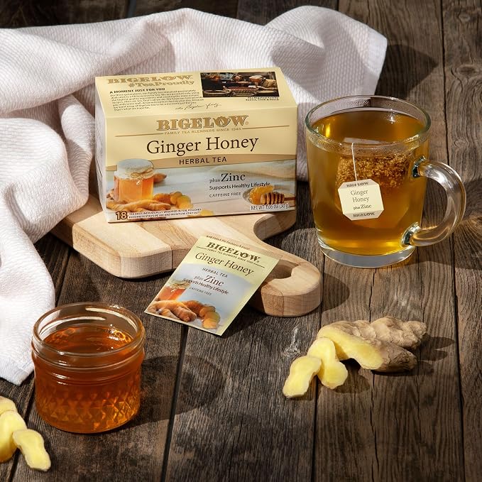 Bigelow Tea Ginger Honey plus Zinc, 18 Count (Pack of 6), 108 Total Tea Bags