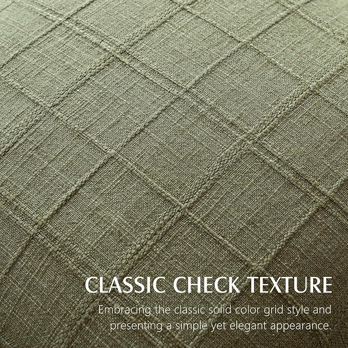 Foindtower Set of 2 Decorative Linen Check Throw Pillow Covers Neutral Farmhouse Vintage Cushion Covers Modern Boho Home Decor for Sofa Chair Couch Bedroom Living Room,26×26 Inch,Sage Green