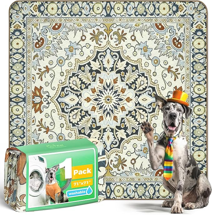 FXW Washable Pee Pads for Dogs, Super Absorbent, 71" Square, 1 Pack | Machine washable, Non-slip backing, Fits 32"/40"/45"H 8-Panel FXW Rollick/Homeplus Playpens