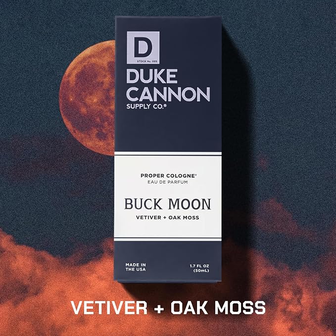 Duke Cannon Proper Cologne Buck Moon | Men's Eau de Parfum | Lime and Vetiver | Warm, Earthy, Long-Lasting Scent | 1.7 fl oz