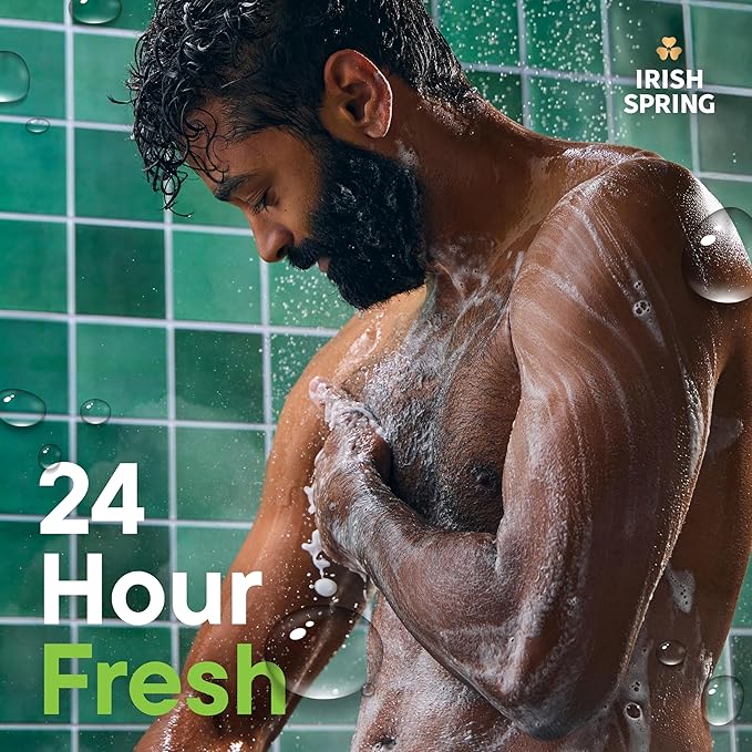 Irish Spring 5 in 1 Moisturizing Body Wash for Men, Shampoo, Conditioner, Body and Face Wash, and 24 Hour Deodorizer, Paraben-Free, Fresh Eucalyptus & Bergamot Scent, 30 fl oz - Packaging may vary
