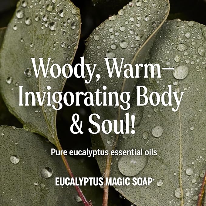 Dr. Bronner's Pure-Castile Magic Soap Liquid (Eucalyptus, 8 Ounce) - Made with Regenerative Organic Certified Oils, 18-in-1 Uses: Face, Body, Hair, Laundry, Pets and Dishes, Concentrated, Vegan