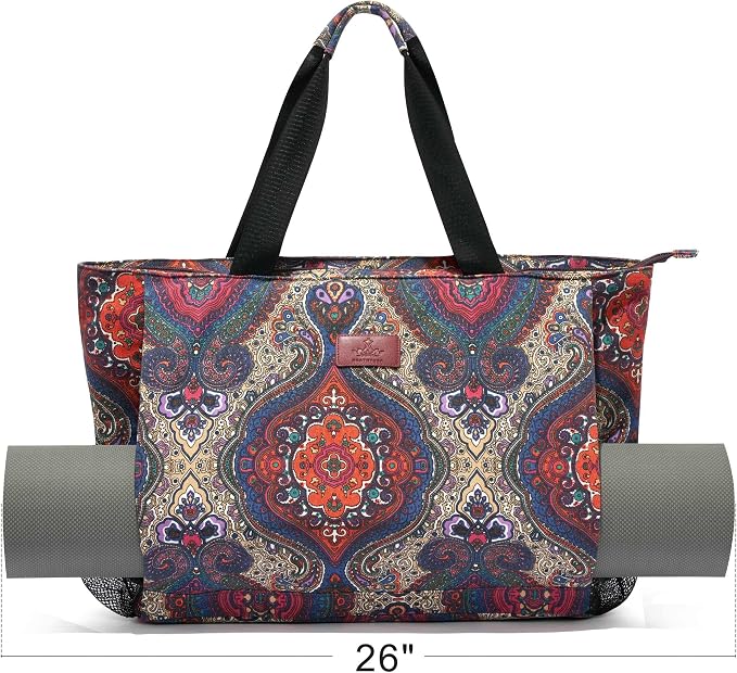 Heathyoga Multi-Functional Yoga Mat Carrier Gym Tote Bag - Large Mat Pocket, Women's Workout Bag