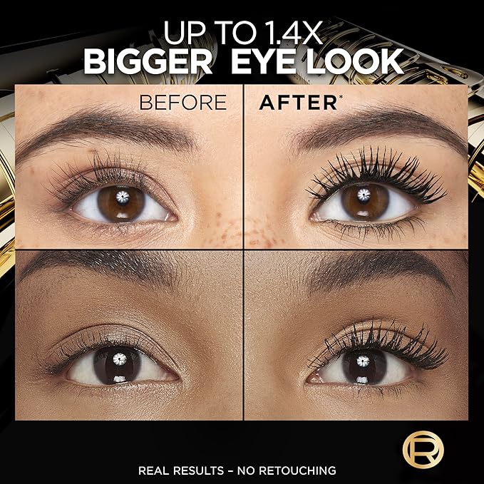 L'Oreal Paris Voluminous Panorama Mascara, Volumizing and Lengthening Mascara, Waterproof Longwear and Smudge Resistant Make Up, Black, 0.33 Fl Oz