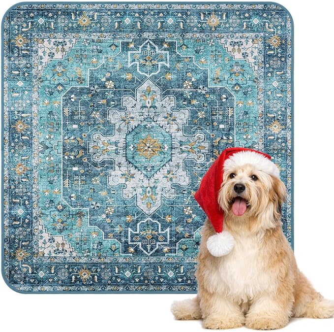 Lahome Extra-Large Washable Dog Pee Pads (72"x72") - Super Absorbent & Waterproof - Leakproof Reusable Mat for Playpens, Beds & Whelping , Convenient Cleanup,Blue