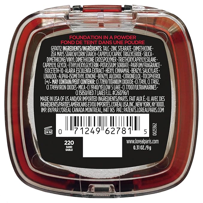 L'Oreal Paris Makeup Infallible Fresh Wear Foundation in a Powder, Up to 24H Wear, Waterproof, Sand, 0.31 oz.